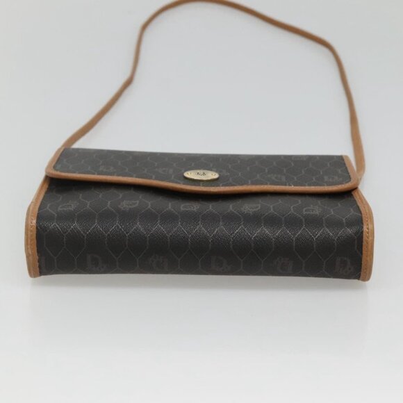 Christian Dior Honeycomb Canvas Shoulder Bag PVC Black Gold Auth sw452 - Picture 6 of 16